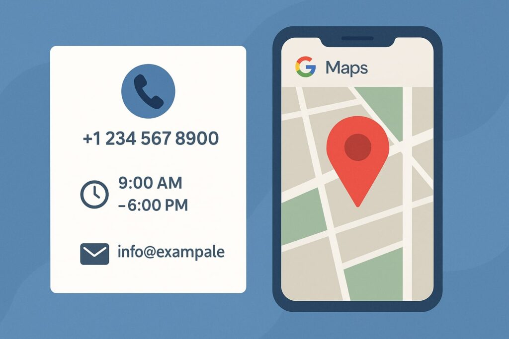 Clear Contact Details, Hours, and Google Maps Integration