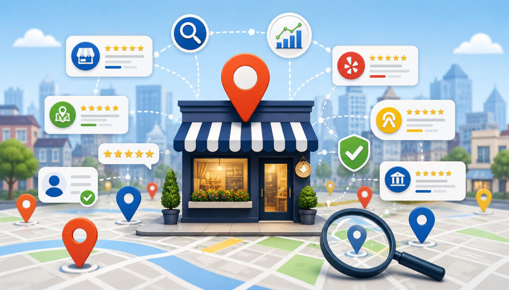 Local SEO citation building illustration