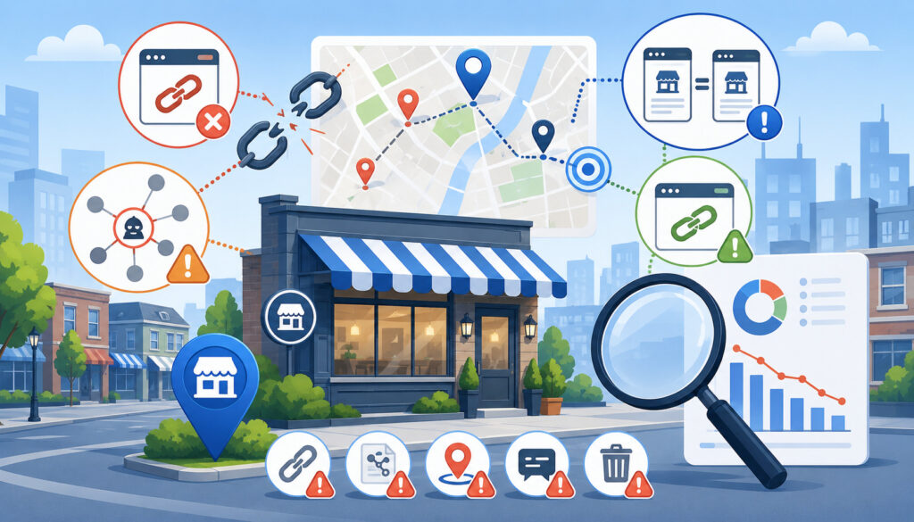 Local link building mistakes illustration