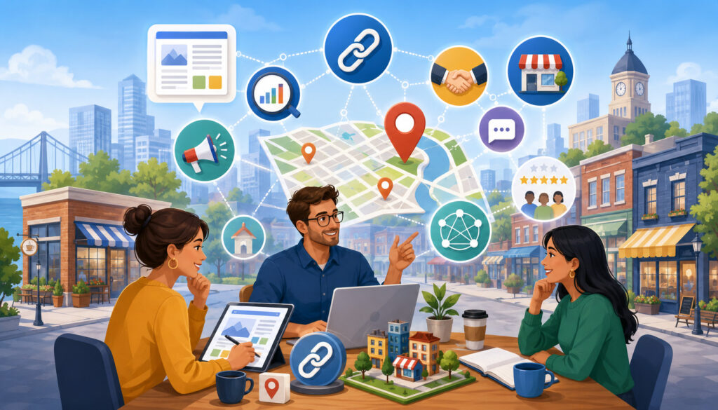 Local backlink strategy illustration