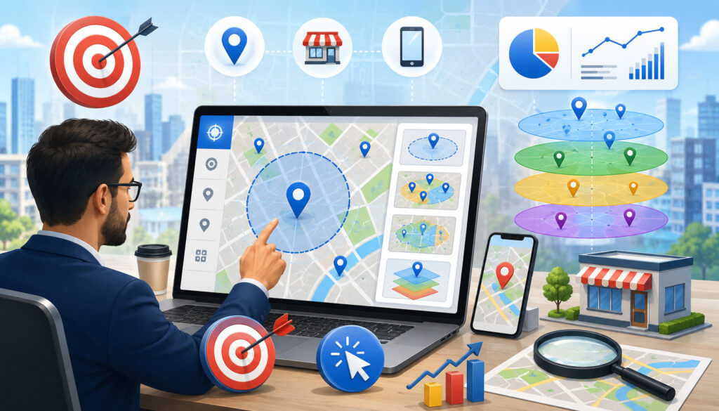 Geo-targeting method selection illustration