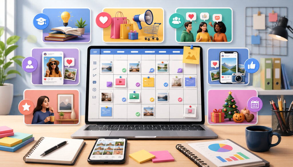 Content pillars for social media calendars illustration