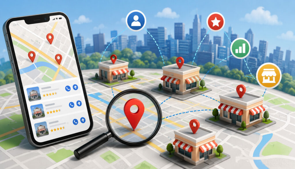 Multi-location local search map illustration