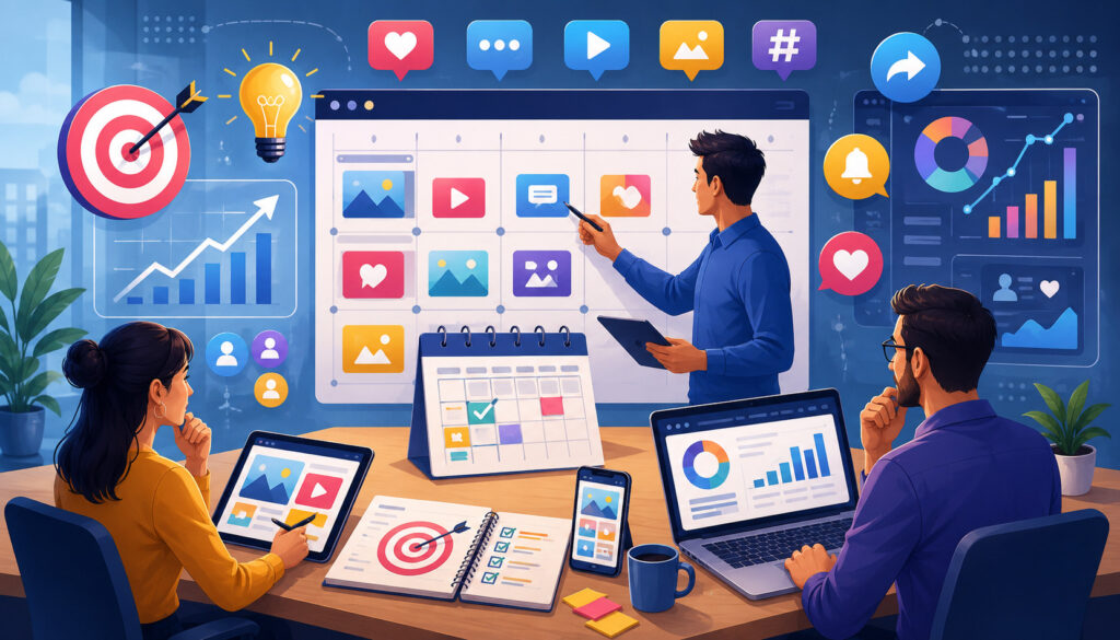 Social media content planning for business goals